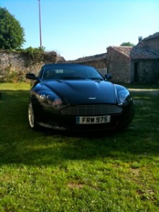Aston Martin DB9 leaving for Val de Vienne La Ferme de L'Eglise Poitou Charente