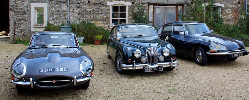 Jaguar E-Type, Jaguar MK2, CitroenDS, classic car hire, France